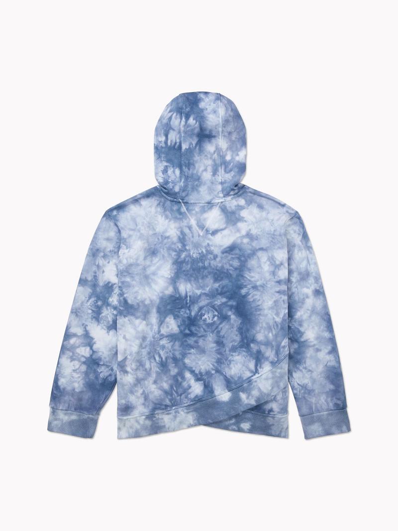 Női Tommy Hilfiger Essential Curve Watercolor Print Hoodies Kék | HU 143MQZ